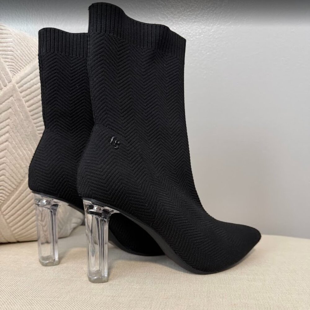 Cuccoo Slip-On Stretch Boots Collection Clear Heel Womens Sz 10